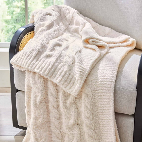Better Homes & Gardens Vanilla Cable Cozy Knit Oversize Soft Warm Couch Throw Blanket, Vanilla - ... | Walmart (US)