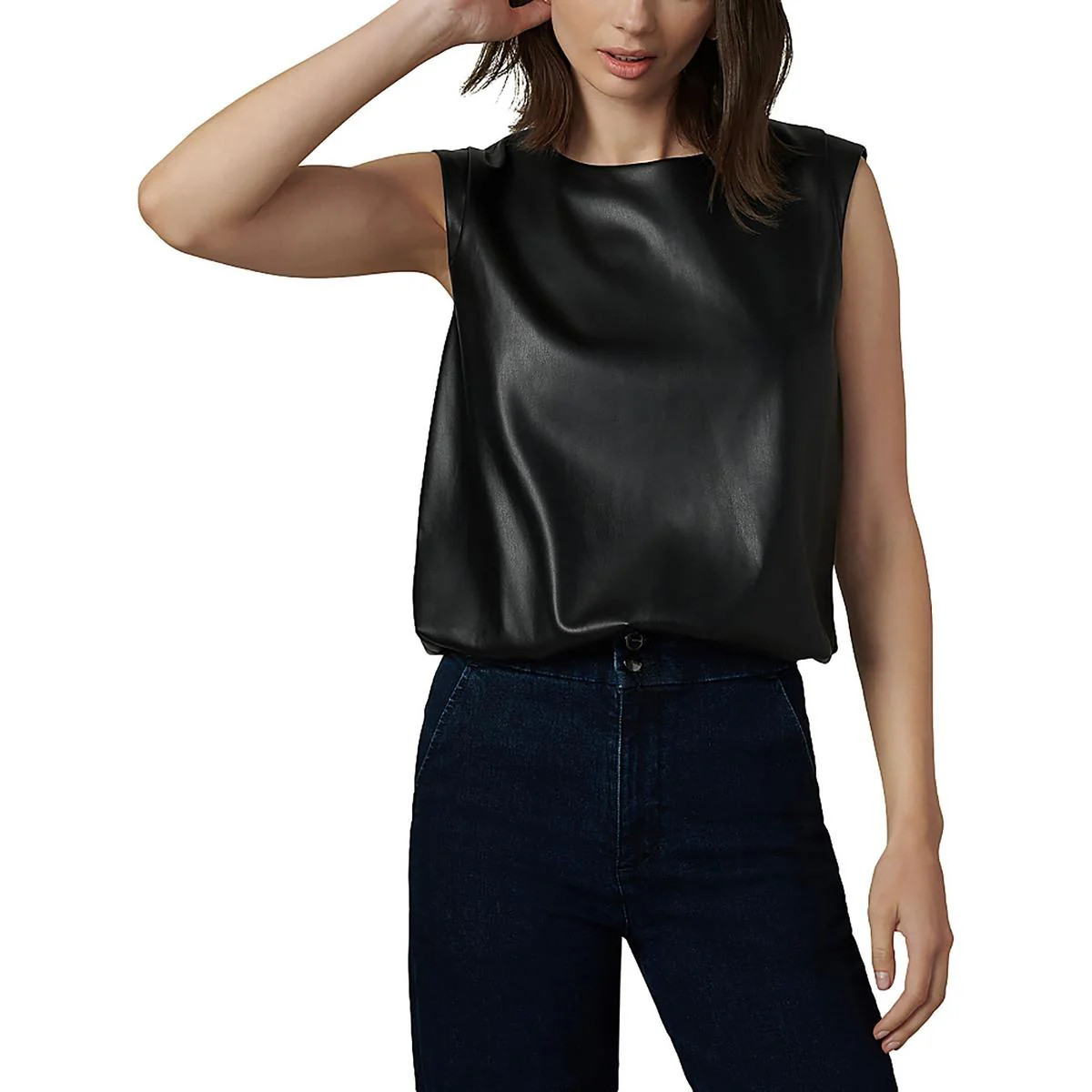 Womens Faux Leather Sleeveless Pullover Top | Shop Simon