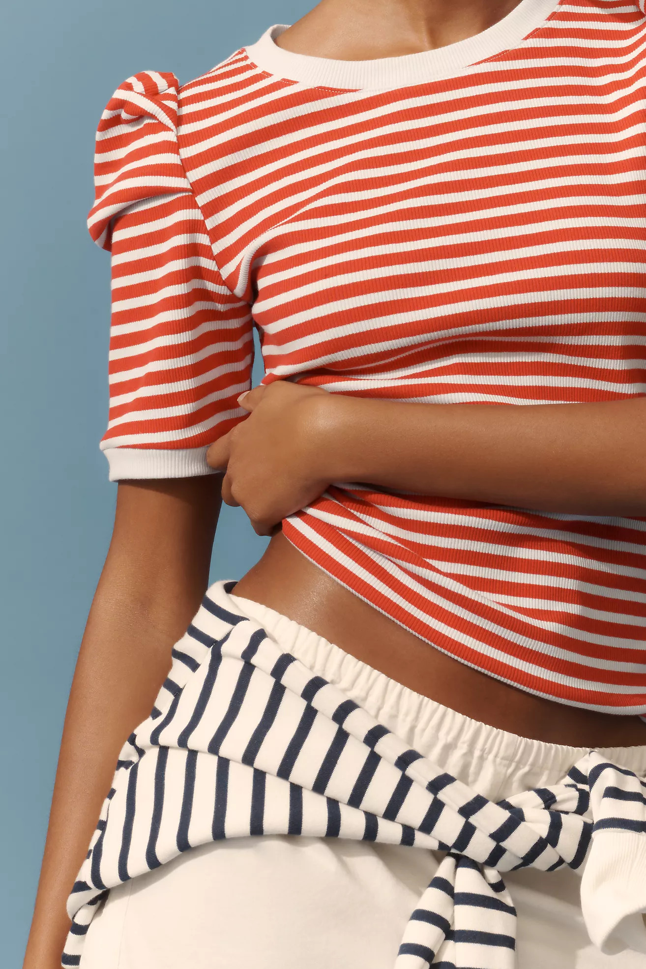 Maeve Puff-Sleeve Striped Top | Anthropologie (US)