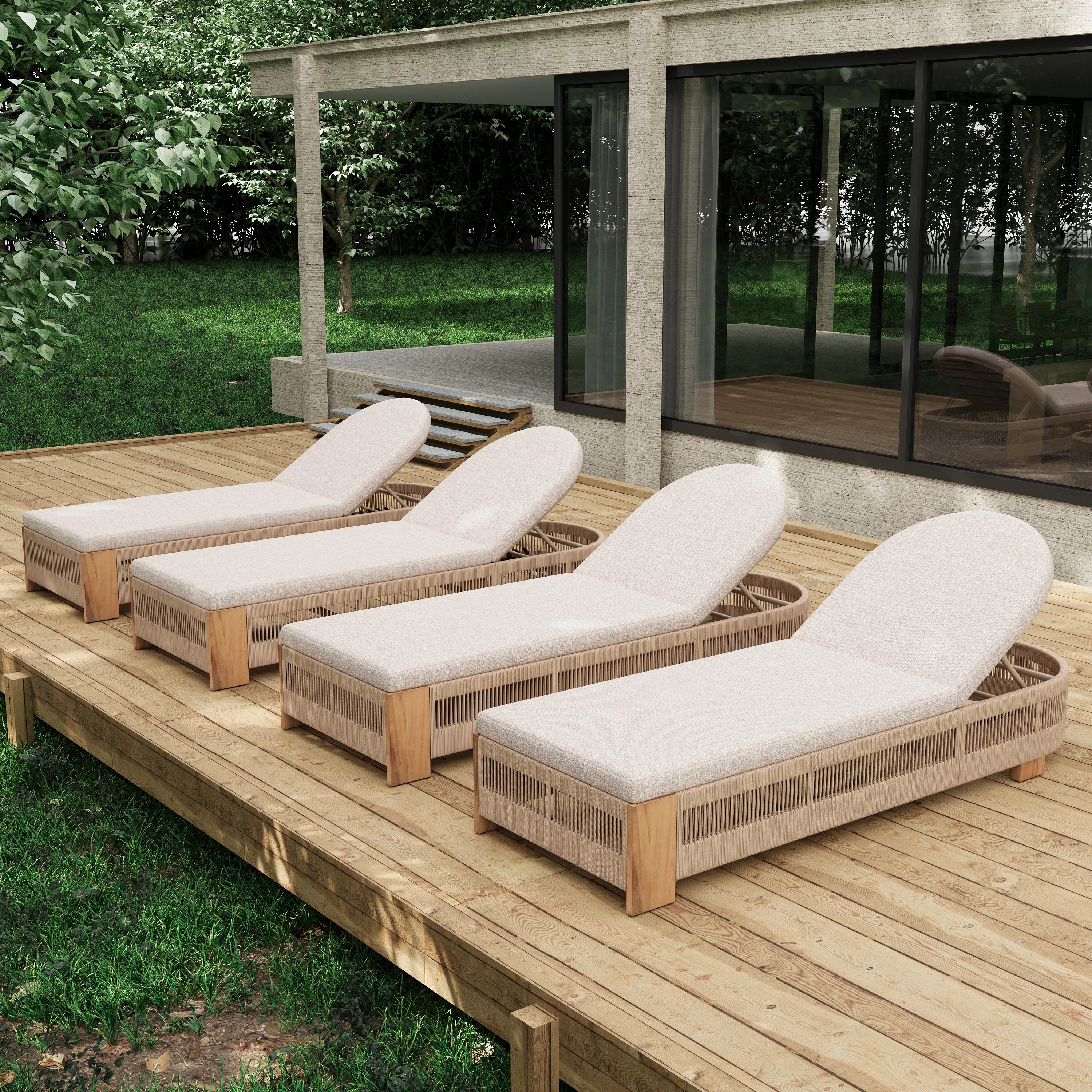 Outdoor Acacia Wood Patio Adjustable Lounge Chair - Uncushioned For Backyard Pool Garden | Wayfair North America