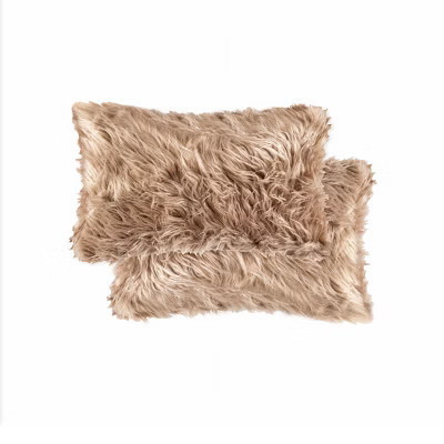 Luxe Belton Faux Fur Pillow | 2-Pack | Tan | 12"x20" | Target
