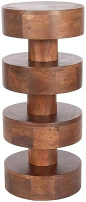 Kate and Laurel Omar Modern Wooden Round Drink Table, 9 x 9 x 20, Walnut Brown, Geometric Floatin... | Amazon (US)