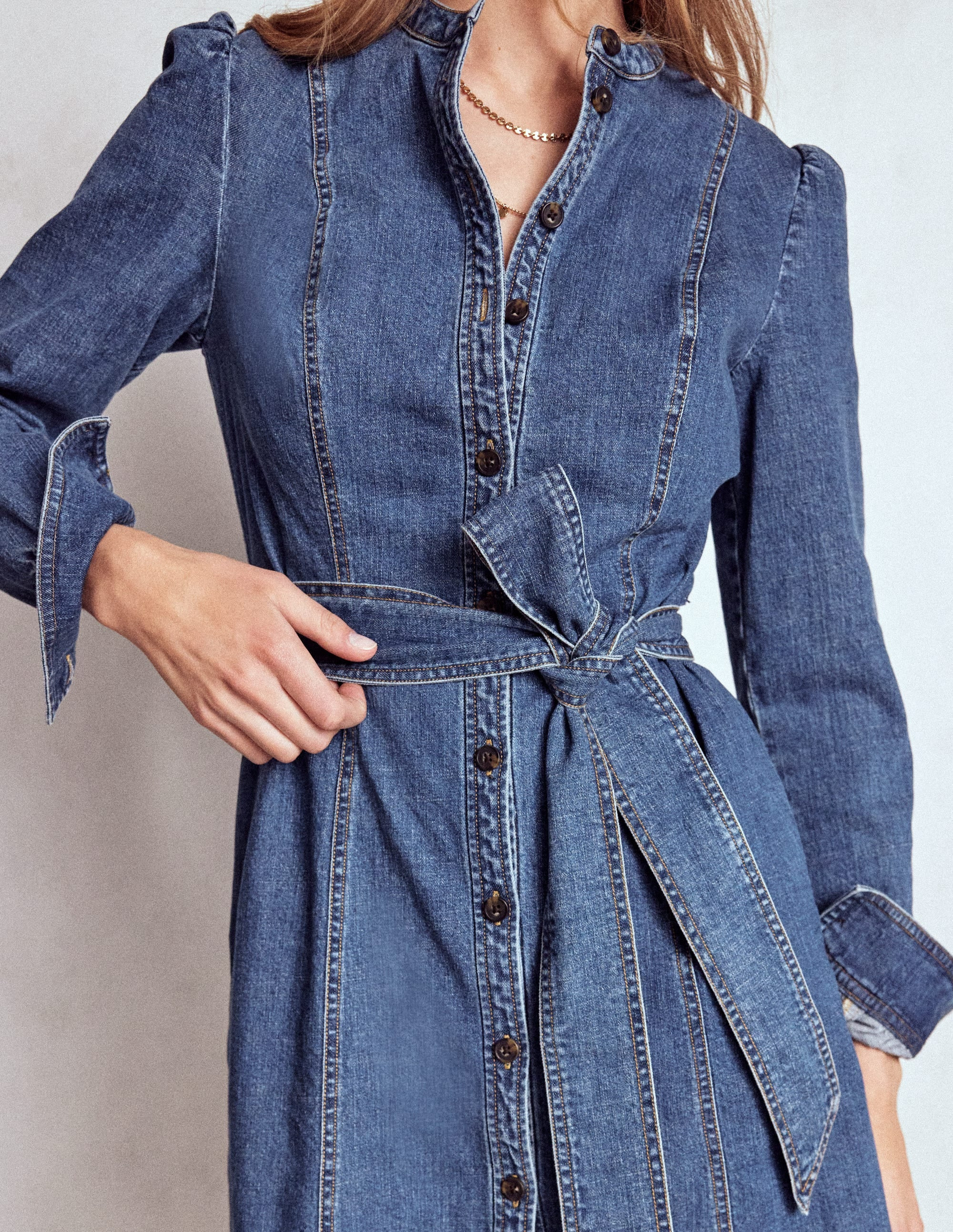 Adelaide Zip Denim Midi Dress-Mid Vintage Denim | Boden (US)