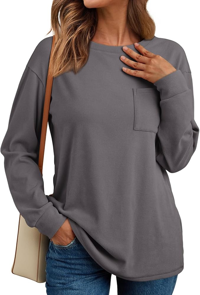 AUTOMET Womens Long Sleeve T Shirts Fall Tops Crewneck Oversized Sweatshirts Winter Cute Clothing... | Amazon (US)