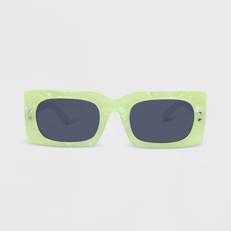 Women's Plastic Rectangle Marbleized Sunglasses - Wild Fable™ Green | Target
