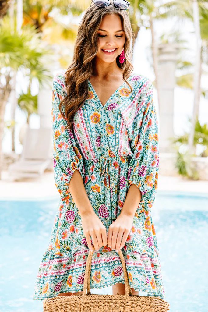 Can't Say No Mint Green Mixed Print Dress | The Mint Julep Boutique