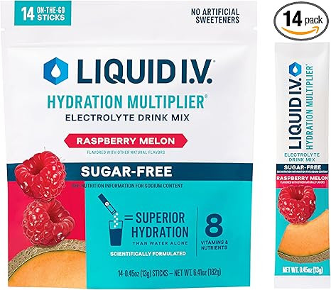 Liquid I.V.® Hydration Multiplier Sugar-Free - Raspberry Melon | Electrolyte Powder Drink Mix | ... | Amazon (US)