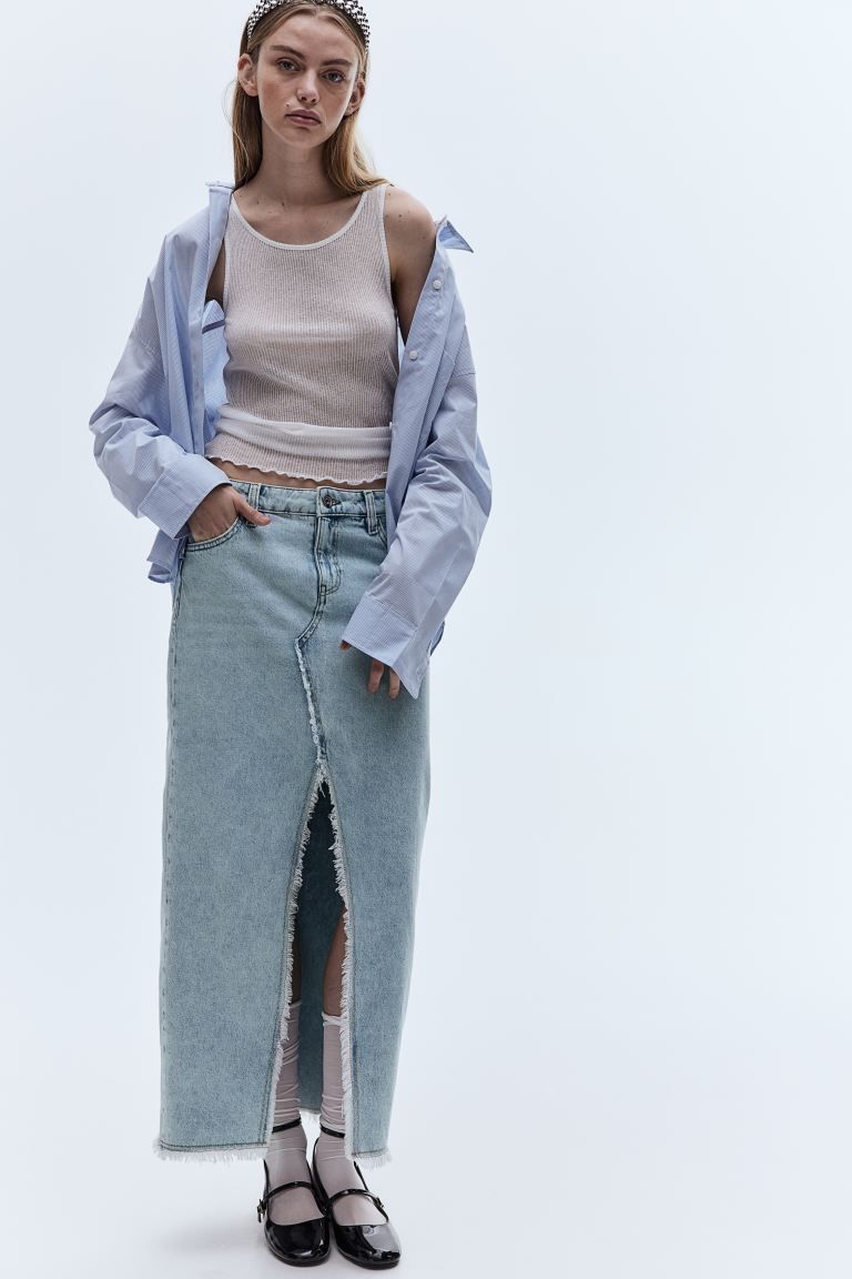 Frayed-edge Denim Skirt | H&M (US + CA)