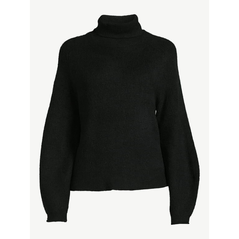 Scoop Women's Ribbed Oversized Turtleneck Sweater with Long Sleeves, Sizes XS-XXL | Walmart (US)