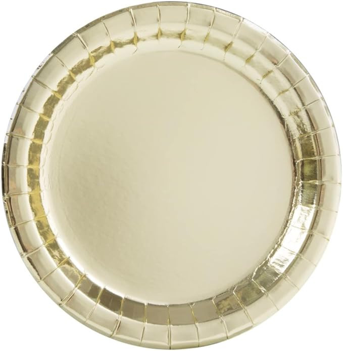 Elegant Gold Foil Round Dinner Plates - 9" (Pack of 8) - Chic Metallic Design & Durable Material ... | Amazon (US)