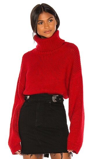 Samantha Turtleneck Sweater in Cherry Red | Revolve Clothing (Global)