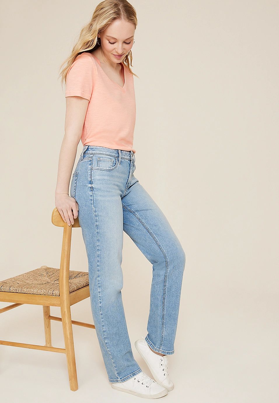 m jeans by maurices™ 90s Light High Rise Straight Jean | Maurices