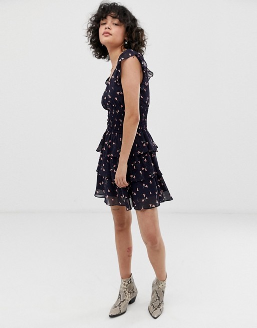 Wild Honey tea dress with shirred waist in floral | ASOS US