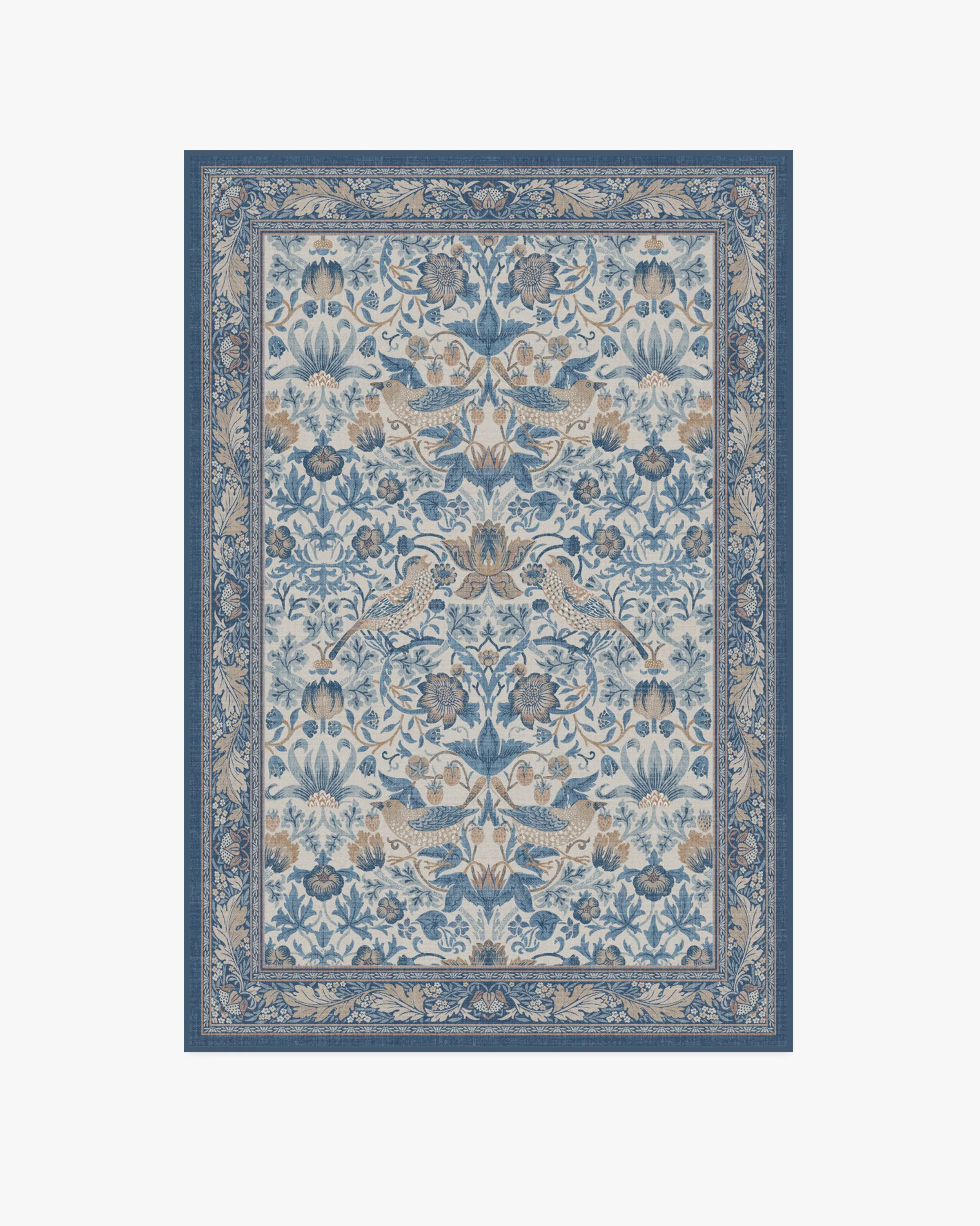 Morris & Co. Strawberry Thief Indigo & Ivory Tufted Rug | Ruggable | Ruggable