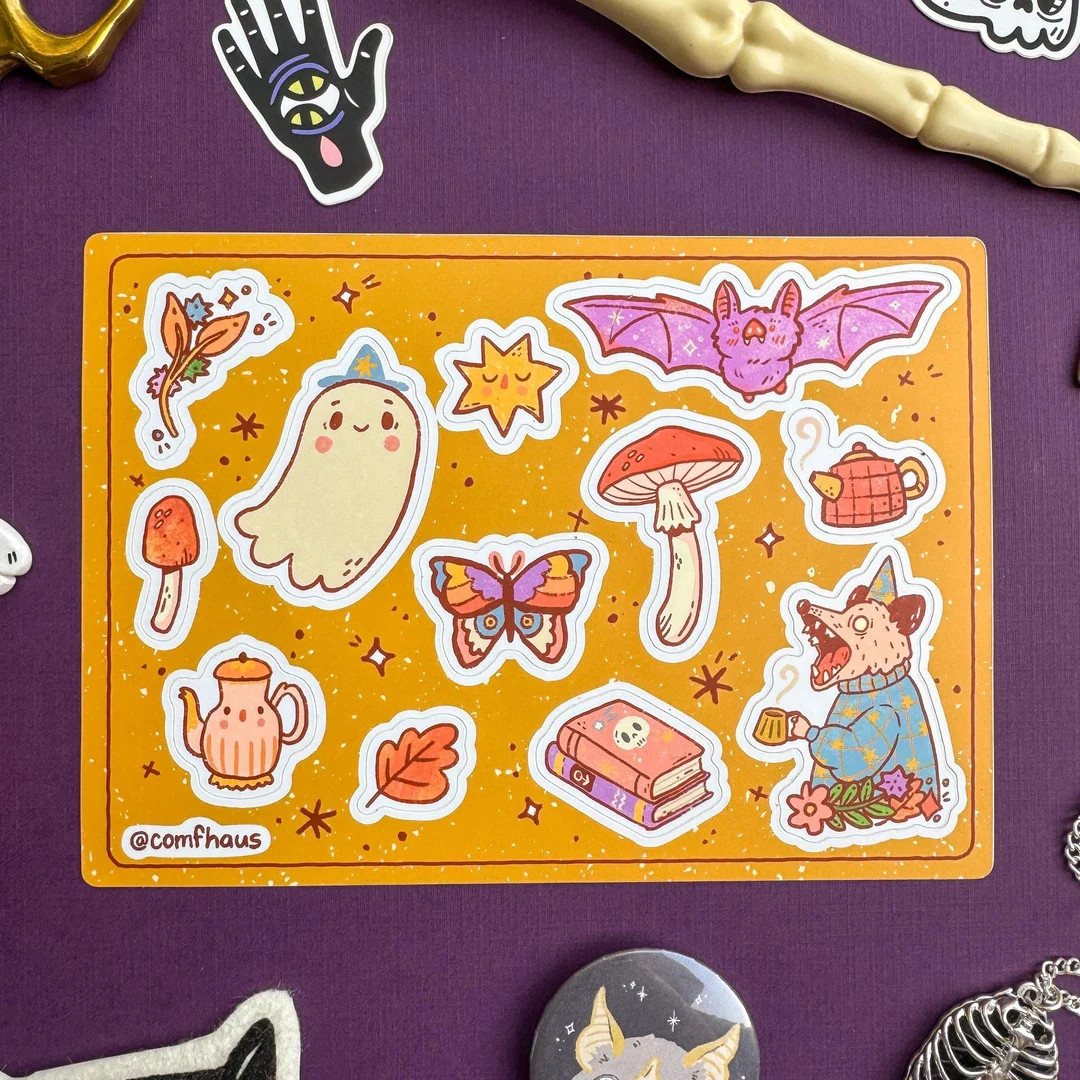 Spooky Friends Sticker Sheet Halloween, Planners, Bullet Journal, Vinyl Stickers, Kiss Cut, Fall,... | Etsy (US)