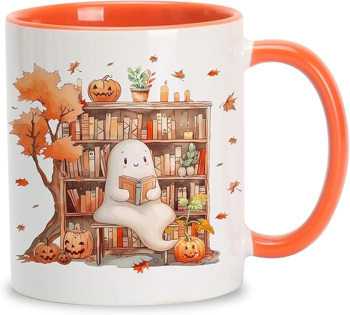 Hyturtle Fall Coffee Mug, Cute Ghost Reading Book Mug, Maple Leaves Pumpkin Autumn Gifts For Men ... | Amazon (US)