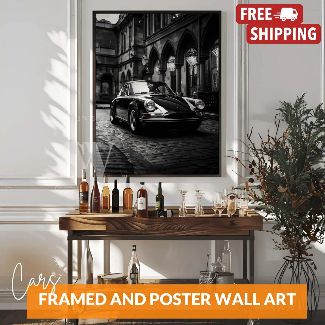 1963 Porsche 911 Turbo Poster Print: Black & White Car Wall Art - Etsy | Etsy (US)