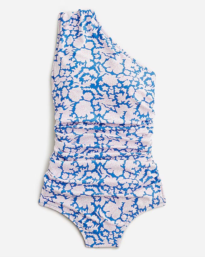 SZ Blockprints™ X J.Crew long-torso ruched one-shoulder one-piece swimsuit in Nila print | J.Crew US
