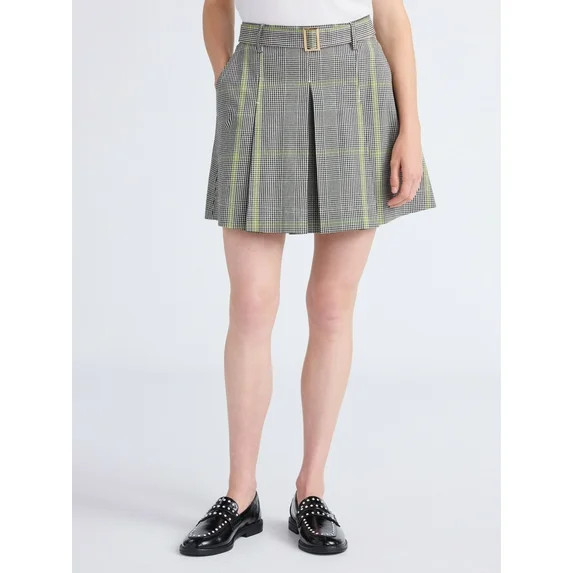 Free Assembly Women's Belted Pleated Mini Skirt Sizes XS-XXL | Walmart (US)