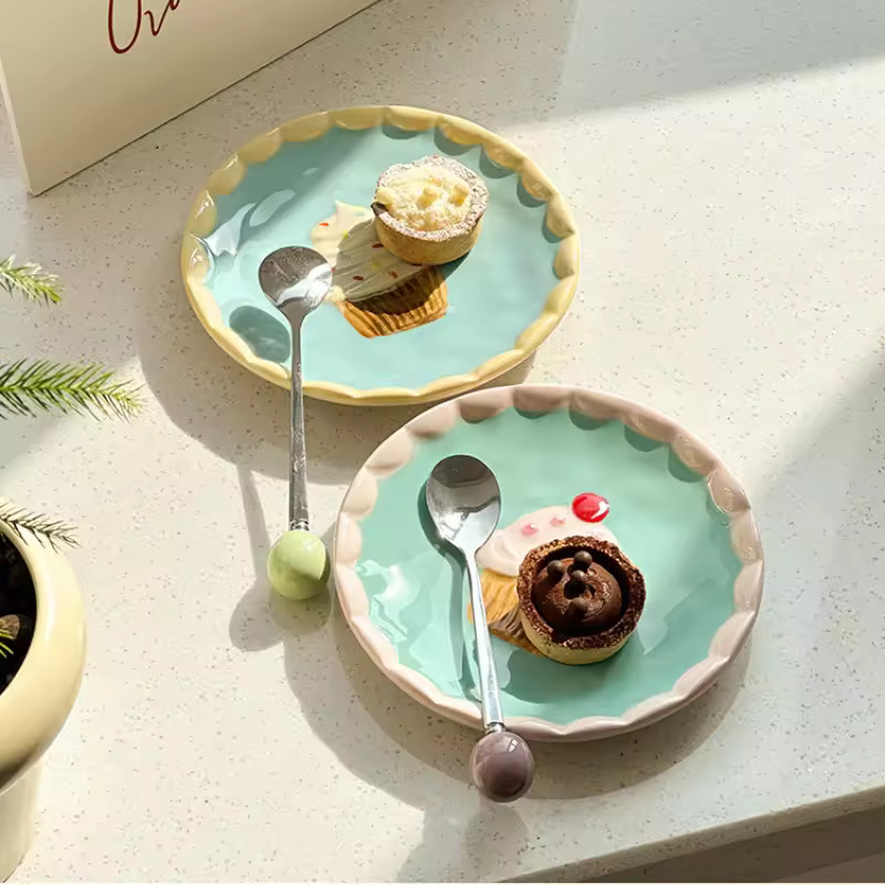 Makaron - Prato de bolo de cerâmica pintado à mão, decoração de ambiente doméstico, prato d... | Ali Express BR