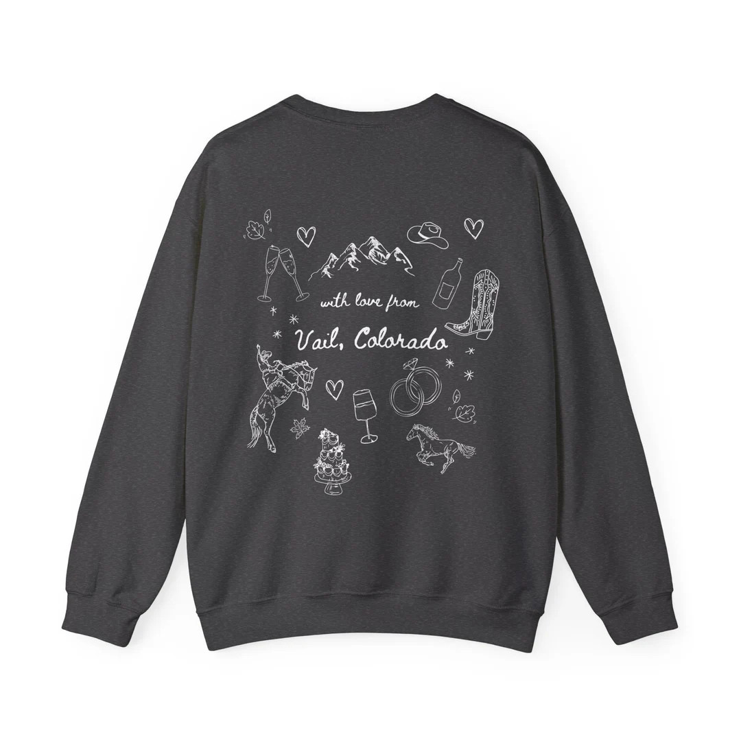 Vail Colorado Bachelorette Sweatshirt Hand-drawn Design With Mountains, Horses, Wine, Cowboy Boot... | Etsy (US)