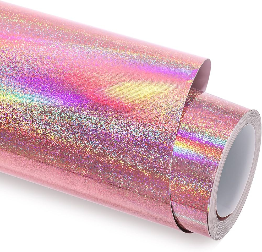 GIRAFVINYL Gorgeous Pink Vinyl Glitter Mermaid Pink Permanent Adhesive Vinyl 12 Inch X 6 Feet for... | Amazon (US)