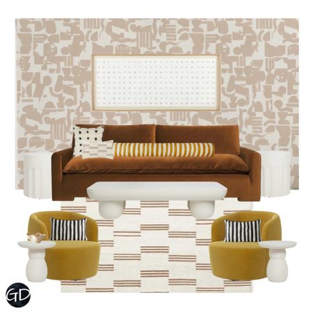 A warm & modern Living Room design inspired by the Sarah Sherman Samuel X Lulu & Georgia line! 

#LTKstyletip #LTKhome #LTKFind