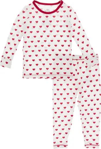 KicKee Pants Heart Print Fitted Two-Piece Pajamas | Nordstrom | Nordstrom