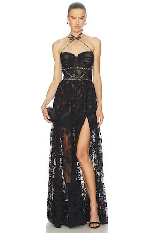 V. Chapman Eloise Gown in Black Chantilly Lace from Revolve.com | Revolve Clothing (Global)
