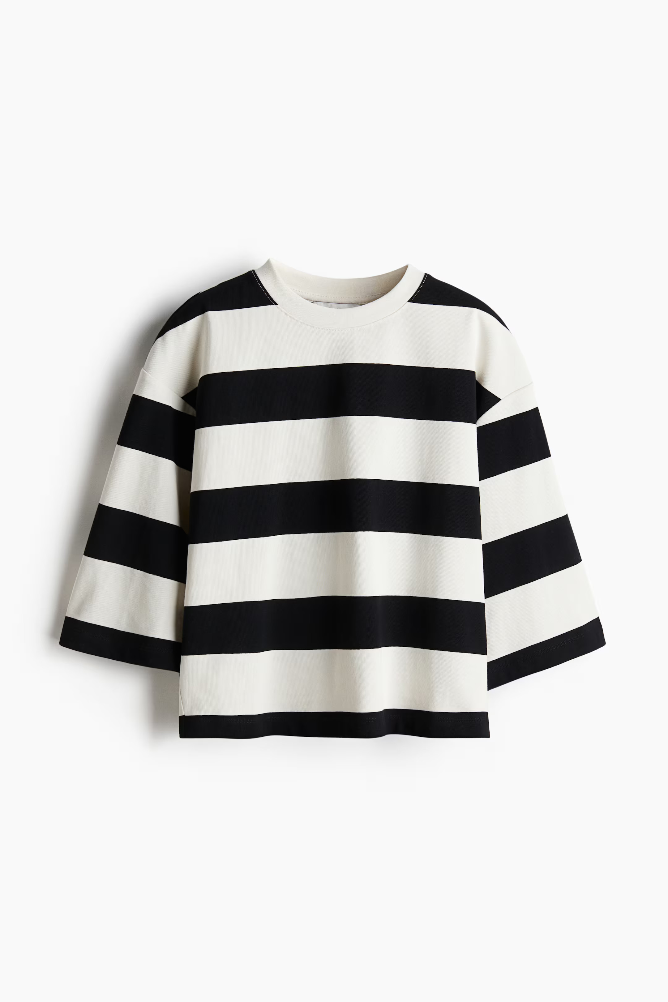 Loose-Fit Cotton Top - Black/striped - Ladies | H&M US | H&M (US + CA)