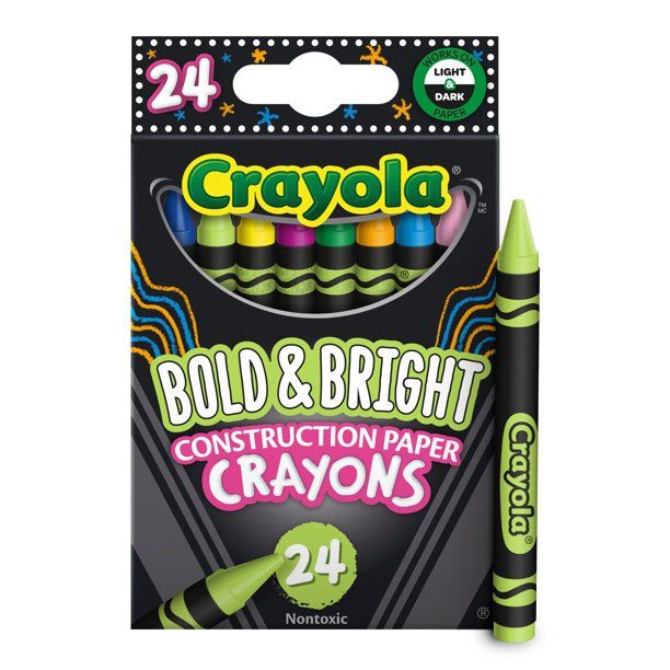 Crayola Bold & Bright Construction Paper Crayons, 24 Count, Assorted Colors - Walmart.com | Walmart (US)