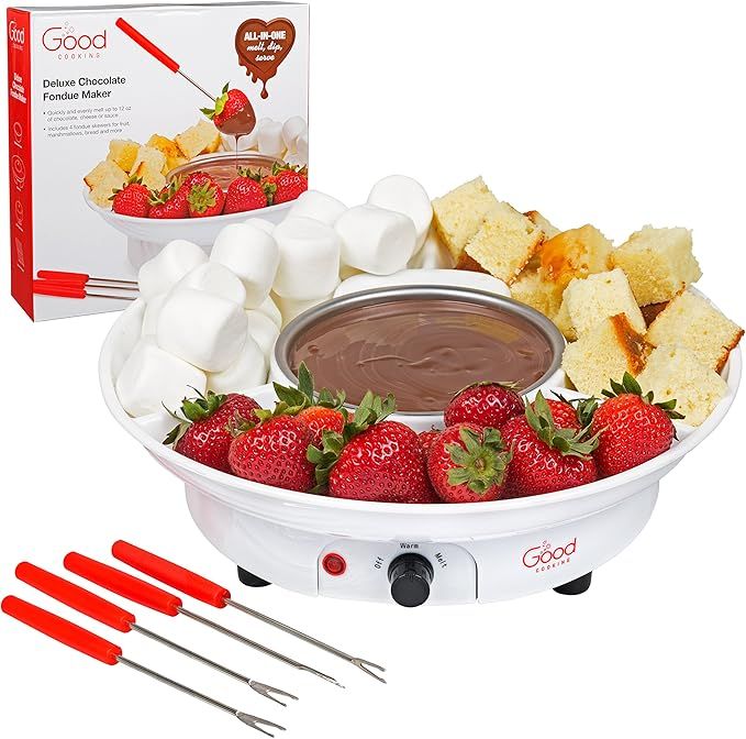 Valentine's Day Electric Fondue Maker Set w 4 Forks & Removable Serving Tray- Features Melting & ... | Amazon (US)