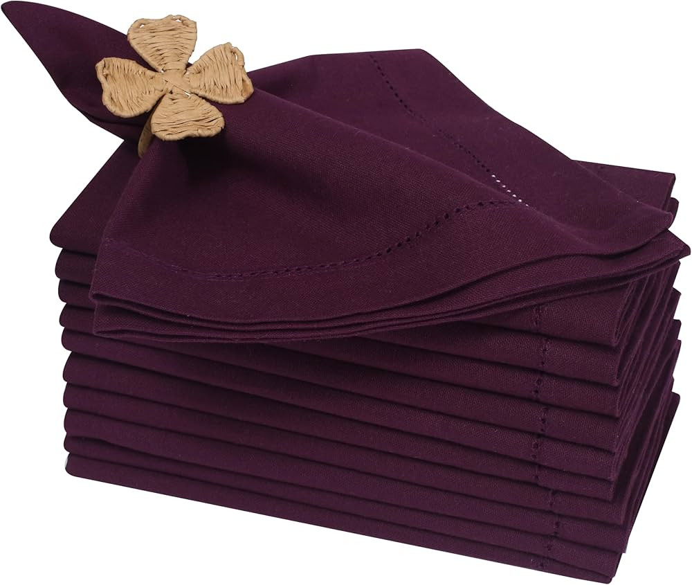 Cotton Cloth Napkins Set of 12-18x18 Hemstitched Wedding Napkins, Machine Washable Dinner Napkins... | Amazon (US)