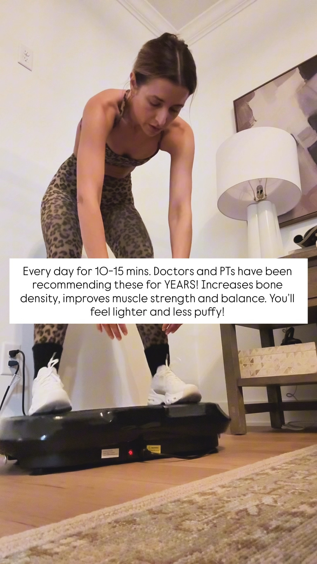 I’m almost 39-years-old and trying to age gracefully! Here’s what I’m doing. Doctors and PTs have been recommending vibration plates for years. They can help increase bone density, reduce muscle soreness, enhance circulation, improve your balance, and act as a lymphatic drainage so you feel less puffy. The list goes on and on! I use mine for 10-15 mins every single day!

#LTKmorningroutine #LTKselfcare #LTKfitnessgoals