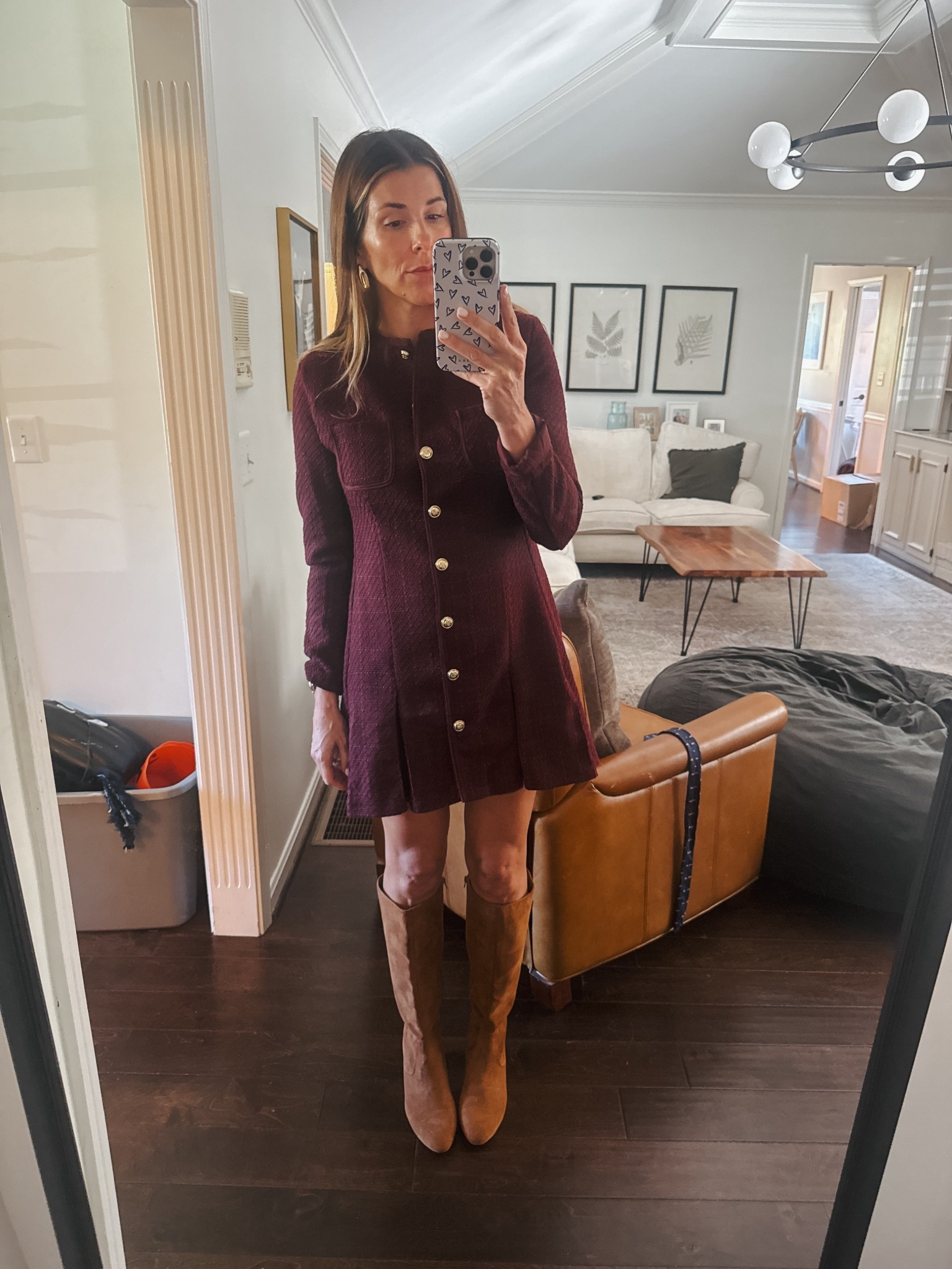 H&M Boucle Burgundy button front dress..: perfect for the holidays. 

#LTKSeasonal #LTKHoliday #LTKOver40