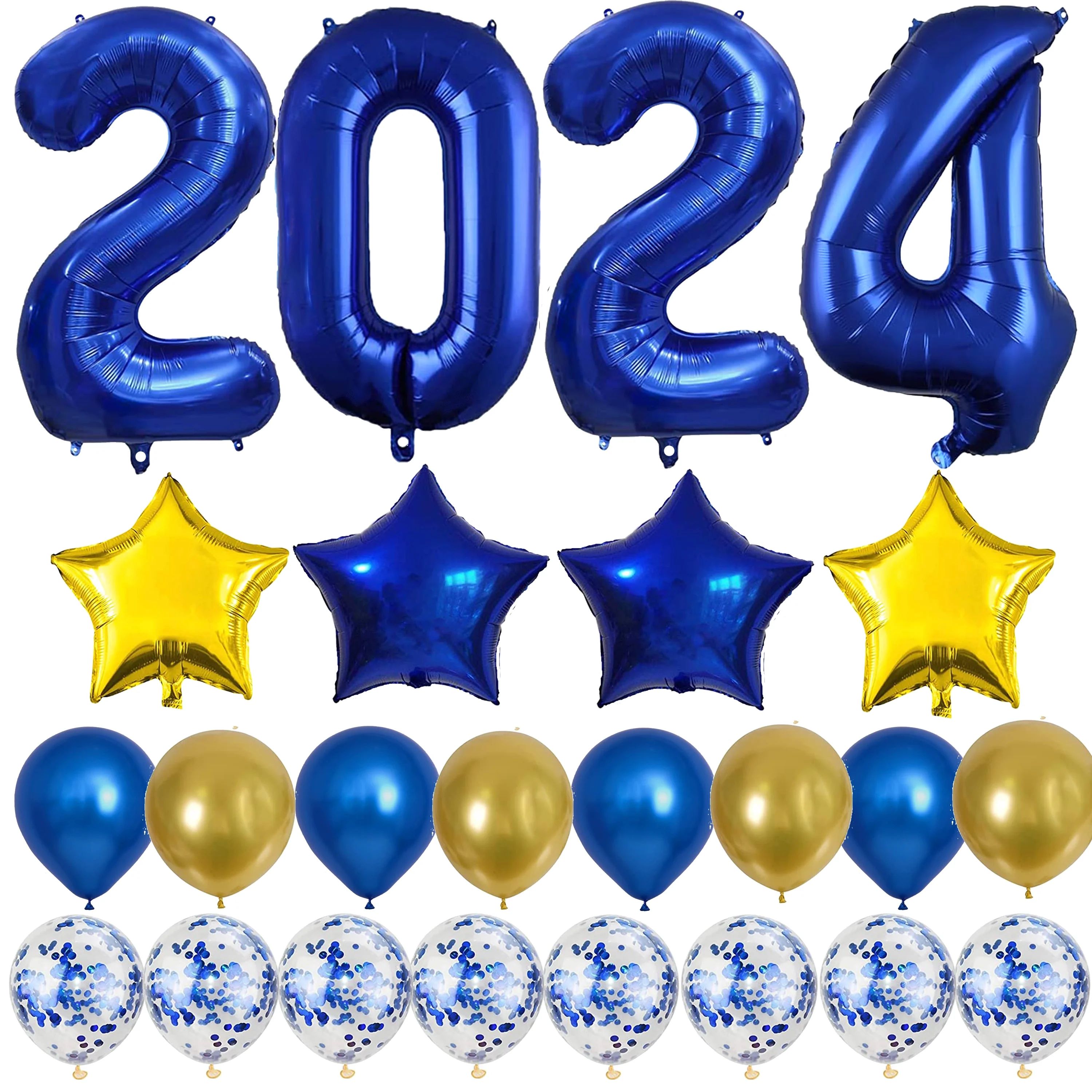 2024 Balloons 40 inch Blue Foil Number Balloons for 2024  New Year Eve Graduation Decorations Fes... | Walmart (US)