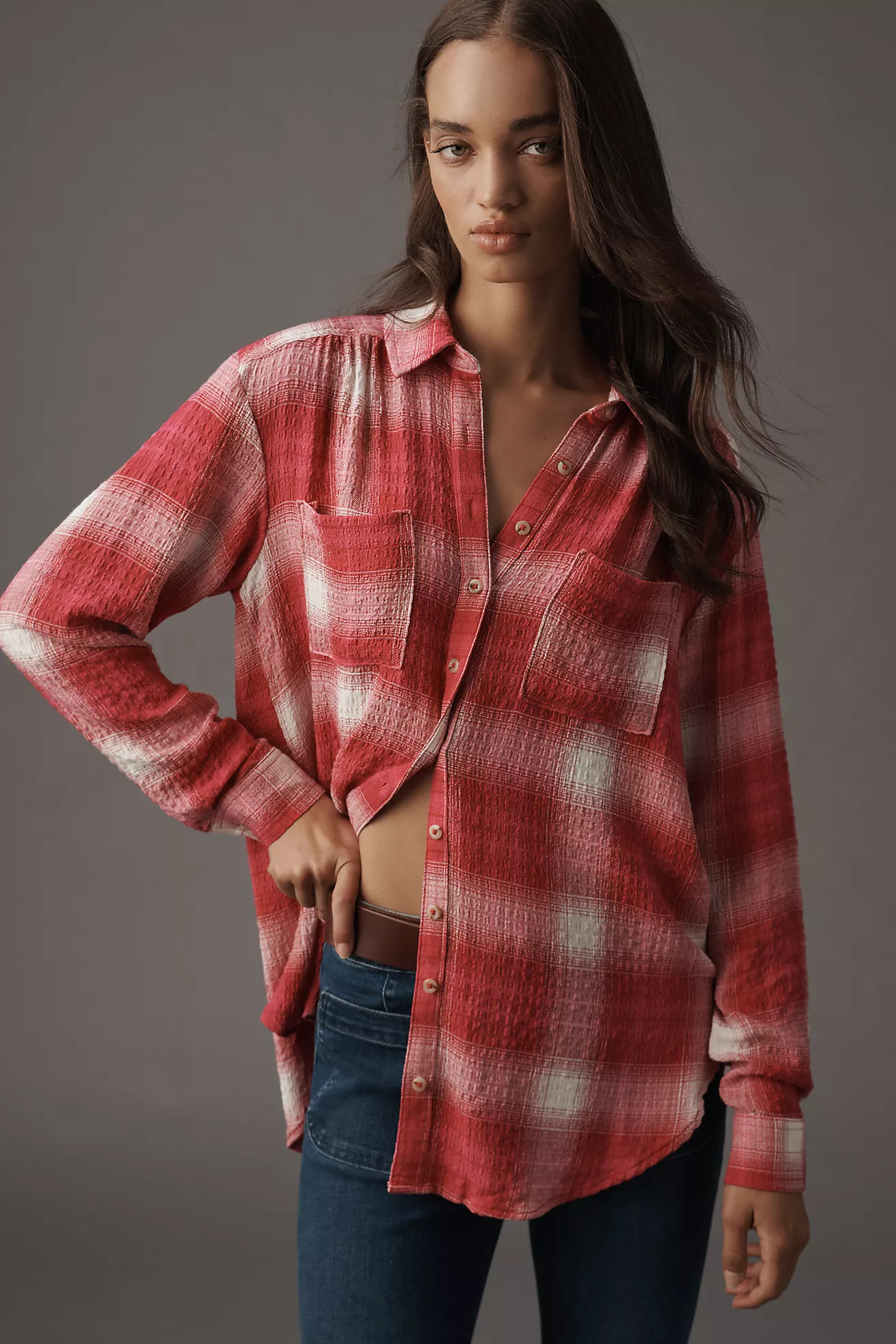 The Hadley Relaxed Plaid Buttondown Shirt by Pilcro​ | Anthropologie (US)