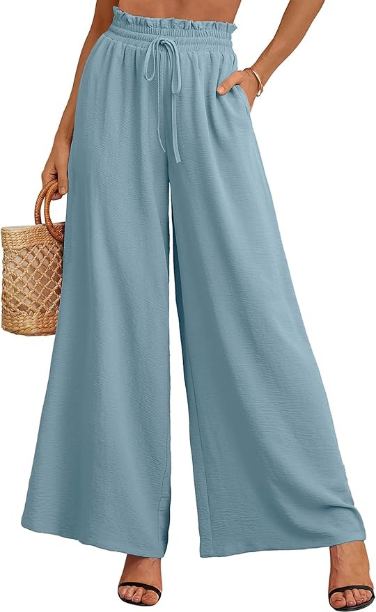 Heymoments Women's Wide Leg Lounge Pants Lightweight High Waisted Adjustable Tie Knot Loose Trous... | Amazon (US)