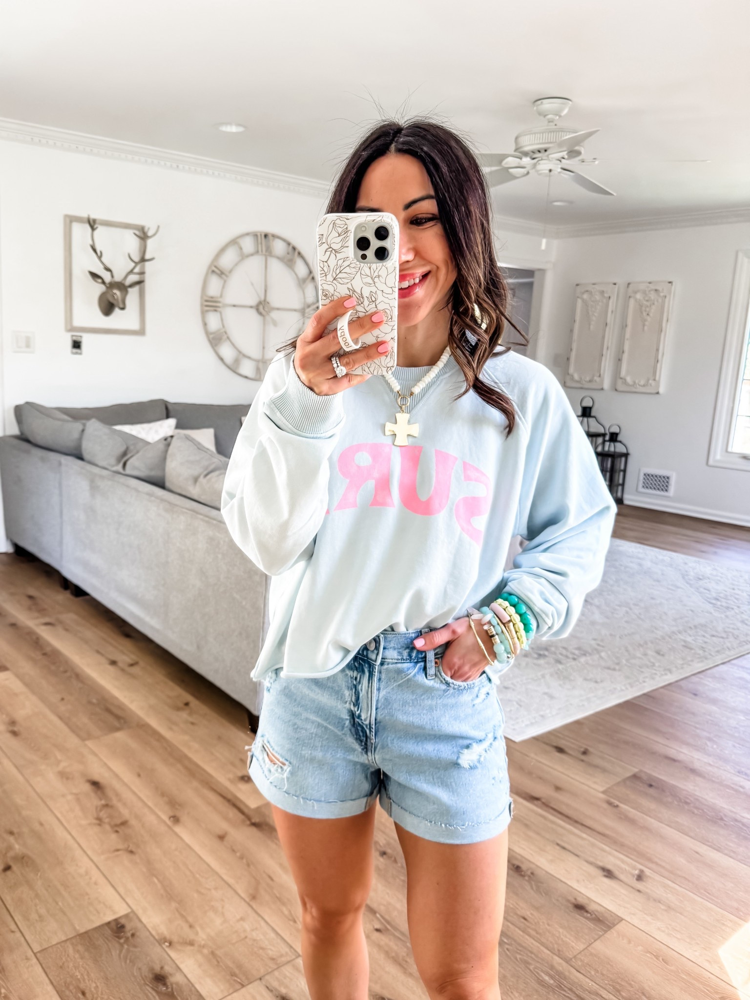Code: MORELOVE. Sweatshirt small. Denim shorts 2 





#LTKSaleAlert #LTKOver40