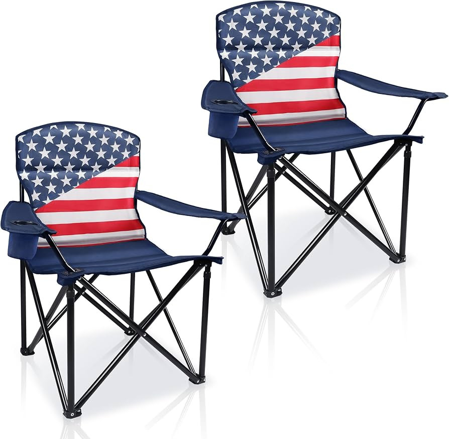 Folding Camping Chairs 2 Pack:Oversized Padded Lawn Chair for Adult,Collapsible for Outdoor,Camp,... | Amazon (US)