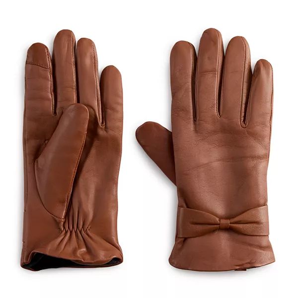 Women's Cuddl Duds® Leather Bow Touchscreen Gloves | Kohl's