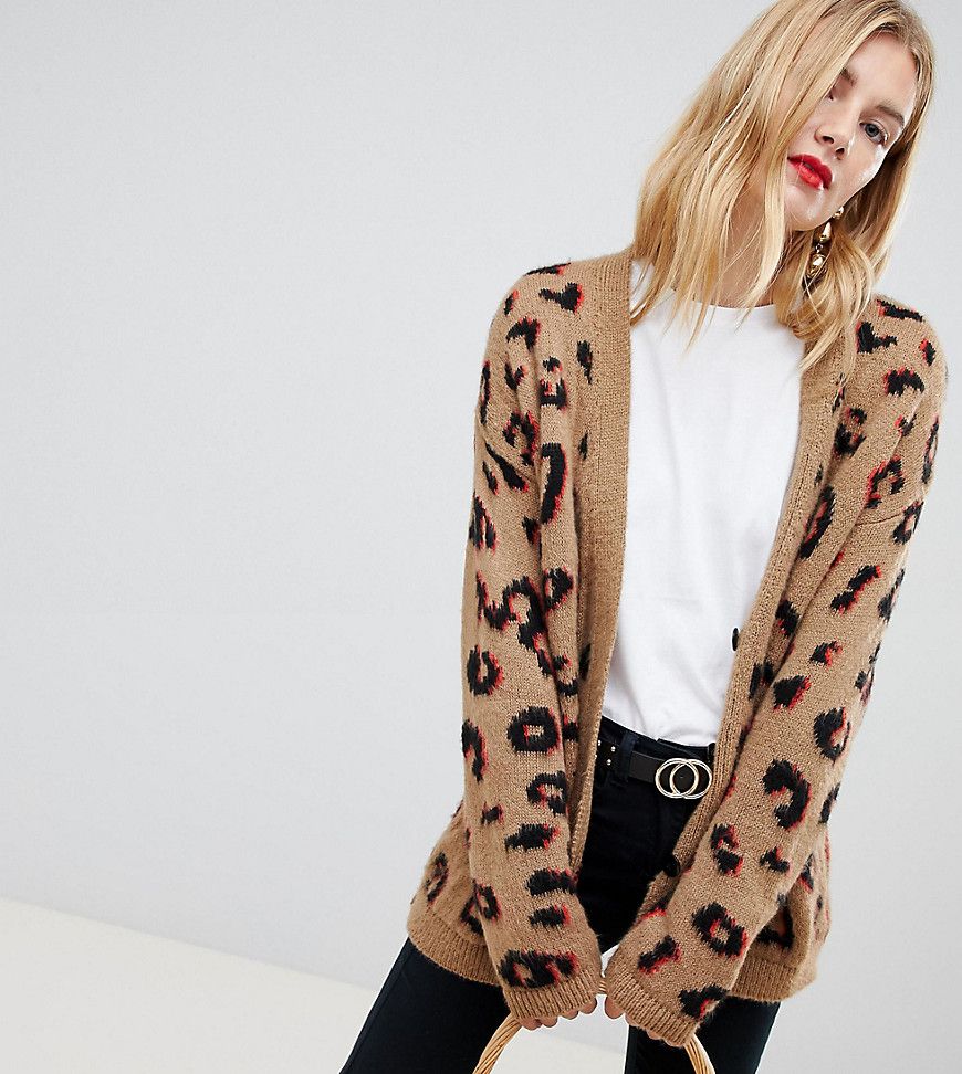 ASOS DESIGN Tall chunky cardigan in leopard - Multi | ASOS US