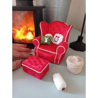 Miniature Red Velvet Armchair 112 Scale, Dollhouse Furniture, Doll Chair | Etsy (US)