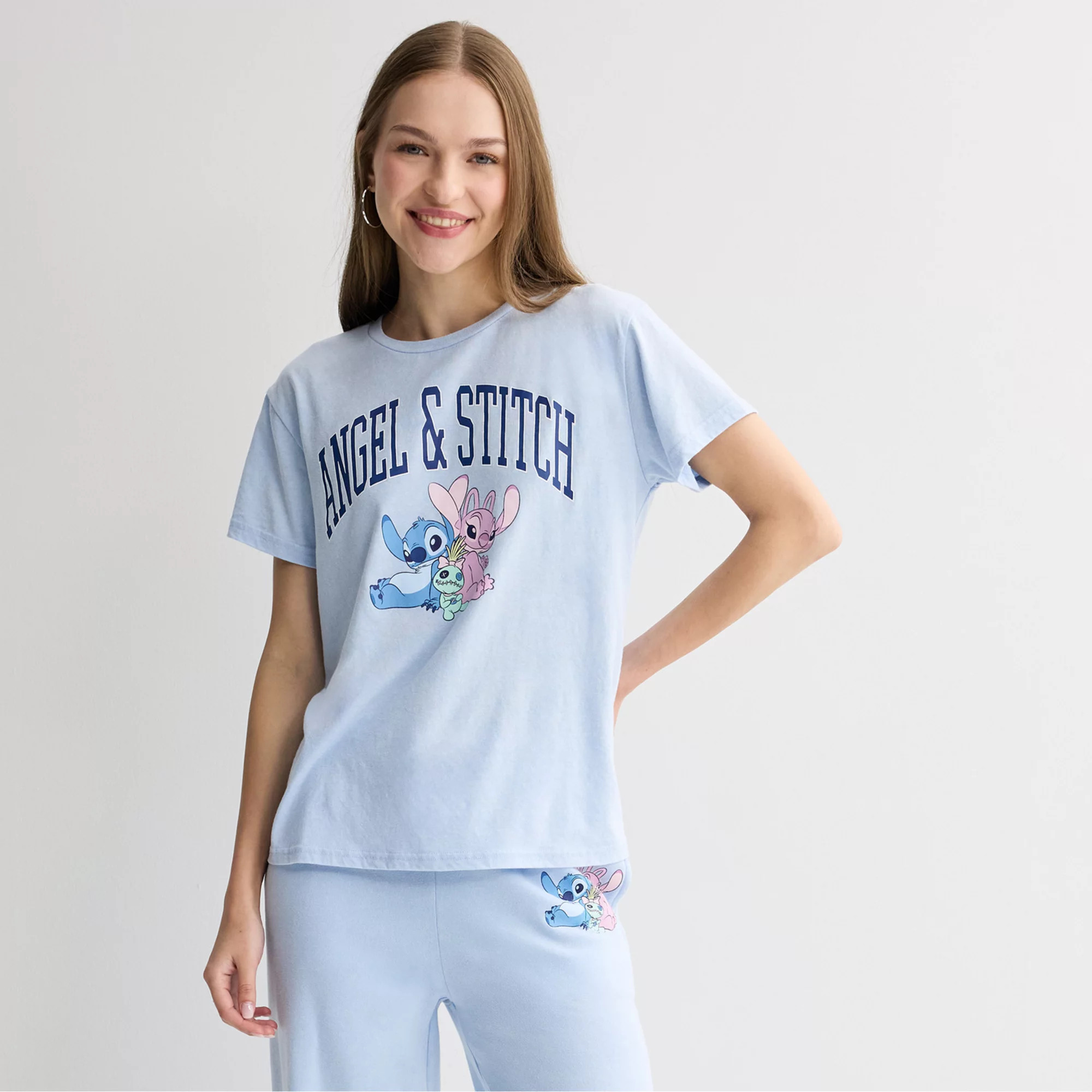 Juniors' Disney's Angel & Stitch Graphic Relaxed Fit Graphic Tee | Kohl's