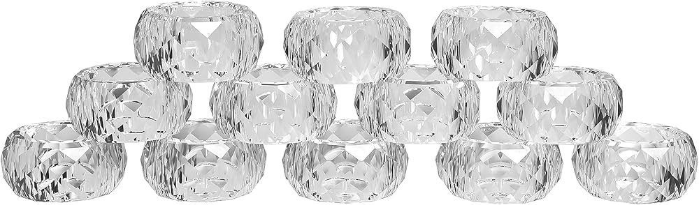 kitCom Mini Napkin Rings Set of 12 Round-Shaped, Crystal Napkin Ring for Thanksgiving, Christmas,... | Amazon (US)