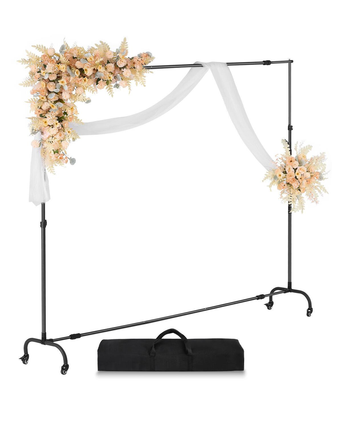 VEVOR - Backdrop Stand, 7 x 10 ft Adjustable Photo Backdrop Stand Kit, Portable Background Backdrop Stand with Casters - Black | Best Buy U.S.