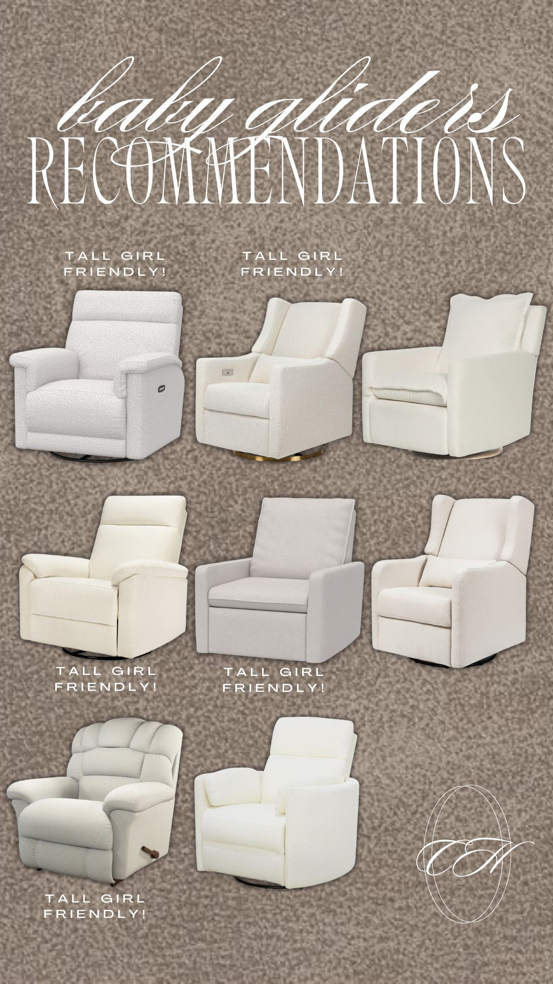 Tall girl friendly baby gliders✨

baby gliders, baby, nursing, baby furniture, furniture, chairs, nursery, Caleigh Hardy 

 #LTKBaby #LTKBump #LTKFamily