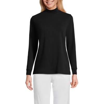 Lands' End Women's Relaxed Cotton Long Sleeve Mock Turtleneck | Target