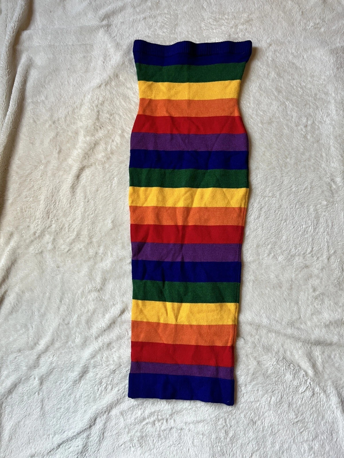 fashion nova vintage tube top rainbow stiped dress | eBay US
