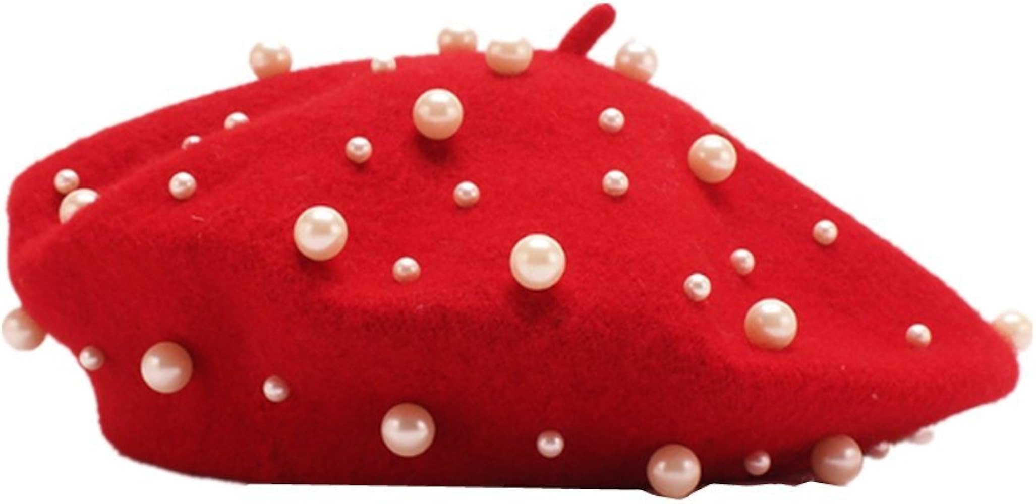 Vintage Beret Hat Pearl Wool Lady Winter Warm Hat Beanies Artist Hat | Amazon (US)